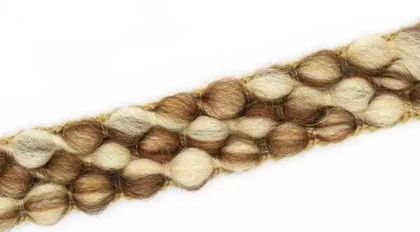 Alpaca Plaited Wool Braid 25mm Wide Sold per Metre Brown & Beige