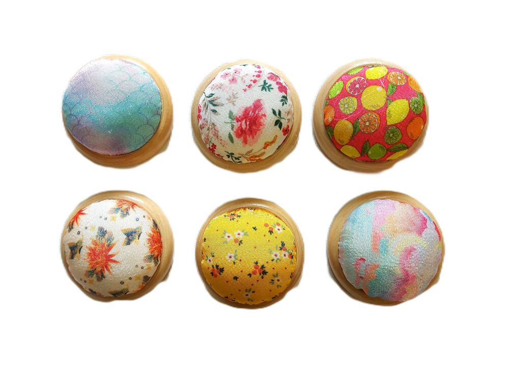 Pin Cushions Round Wooden Base 7cm Diameter