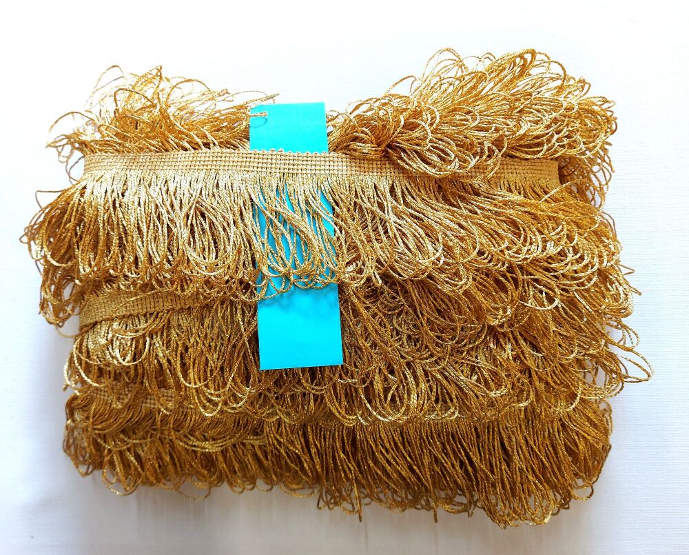 Fringe Loop Edging 65mm Gold Metallic
