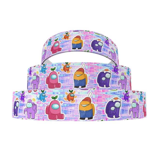 Among Us Computer Game Lilac Grosgrain Ribbon 16/22/38mm Widths Sold per Metre