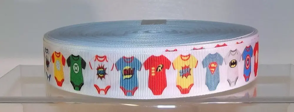 Babygro Superheroes Grosgrain Ribbon 25mm Wide Sold per metre