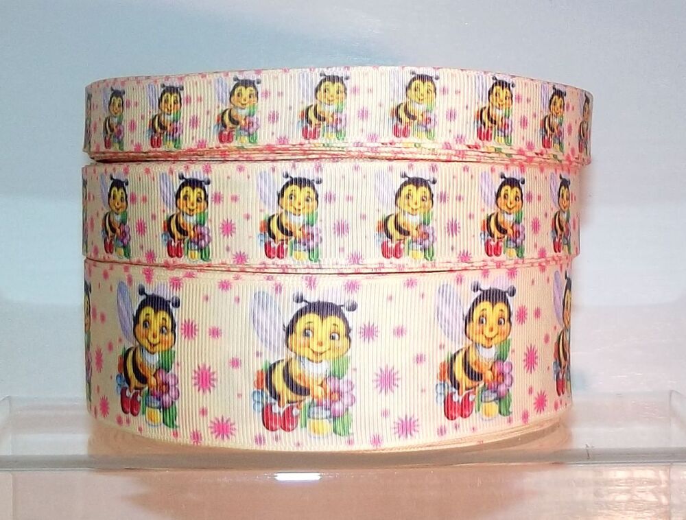 Bees Grosgrain Ribbon 16/22/38mm Wide Sold per Metre