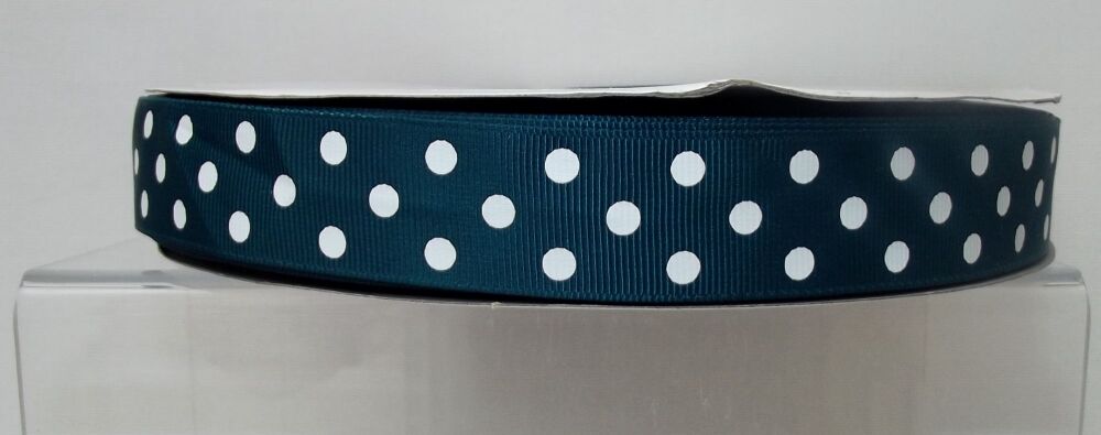 Grosgrain Polka Dot Spot Ribbon 10/25mm Wide Bottle Green