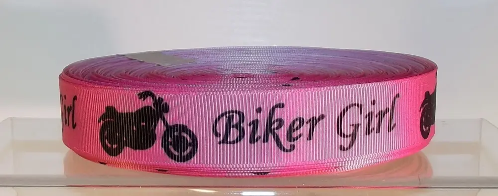 Biker Girl Grosgrain Ribbon 22mm Wide Sold per metre White