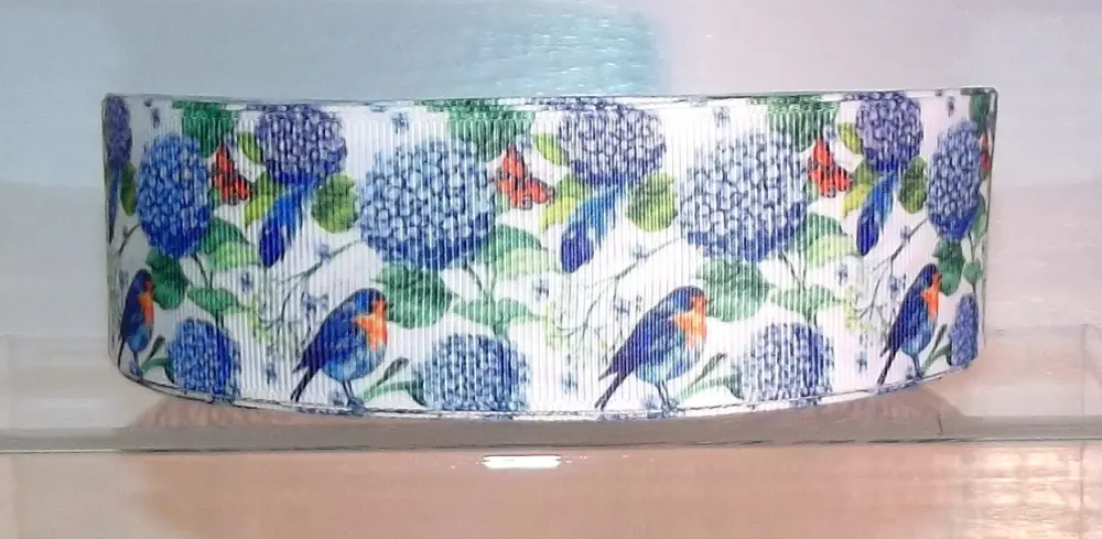 Birds and Flowers Grosgrain Ribbon 16/22/38mm Wide Sold per Metre