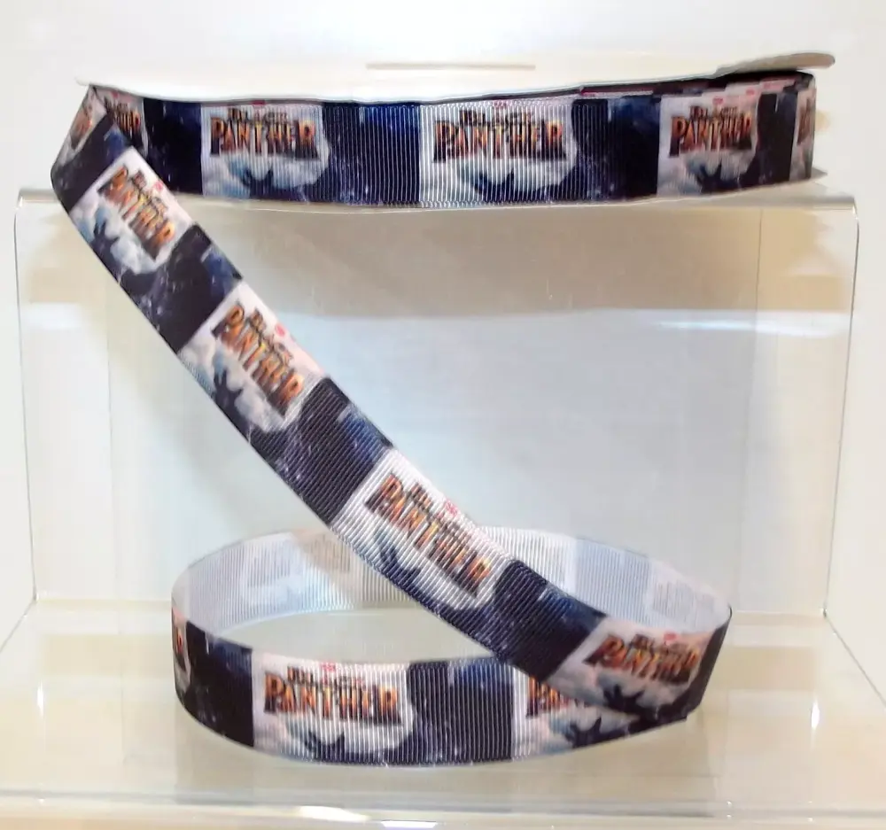 Black Panther Grosgrain Ribbon 22mm Wide Sold per metre
