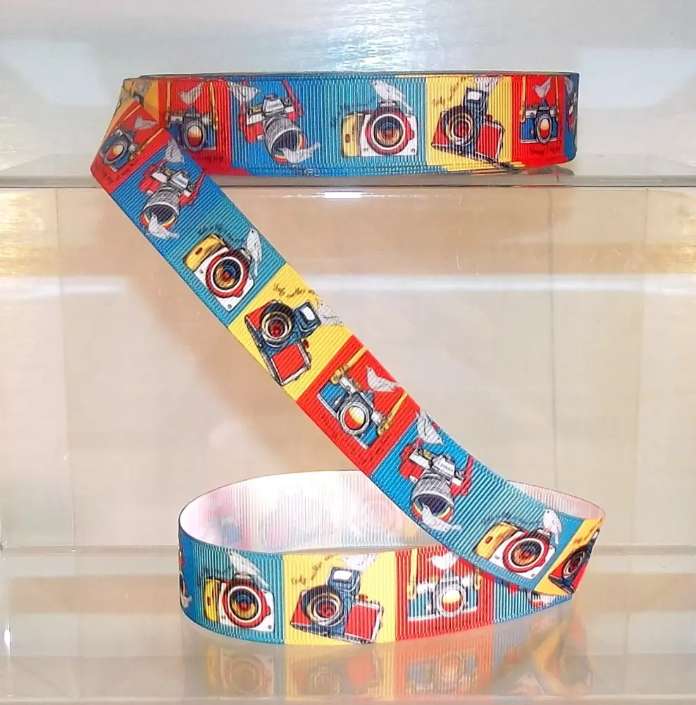 Camera Photography Grosgrain Ribbon 25mm Wide Sold per metre
