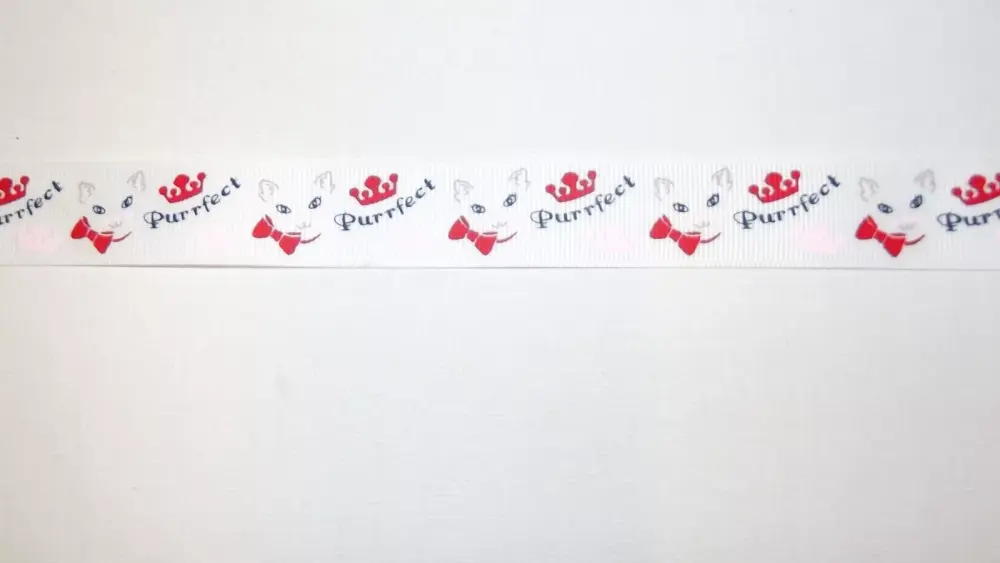 Cat Purrfect Grosgrain Ribbon 22mm Wide Sold per metre