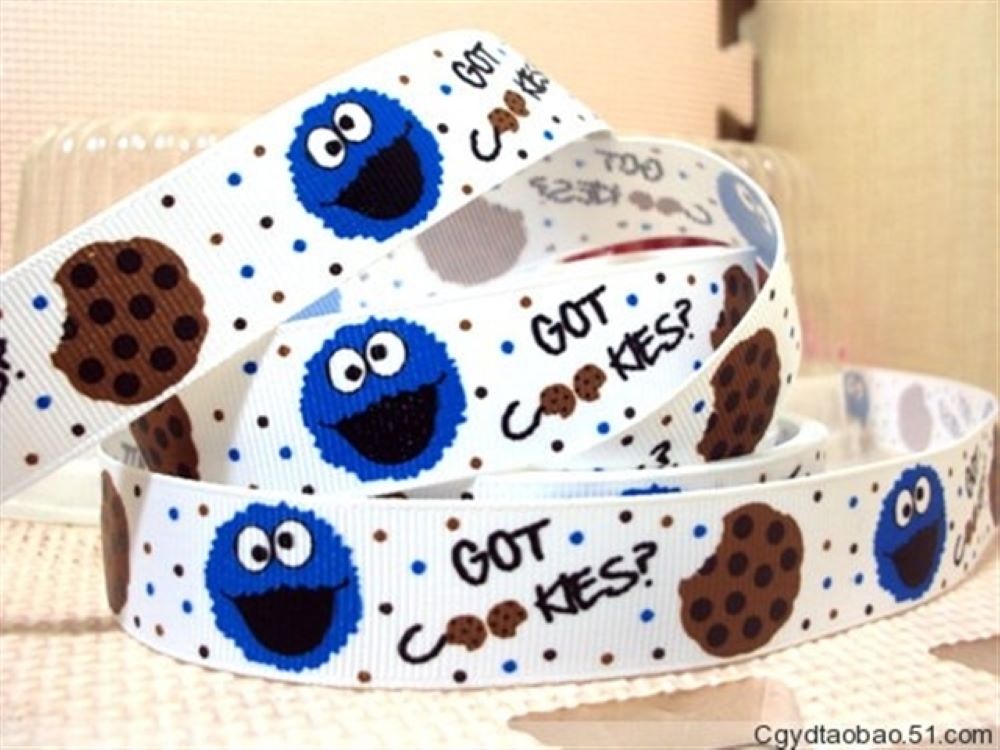 Cookie Monster Grosgrain Ribbon 22mm Wide Sold per metre