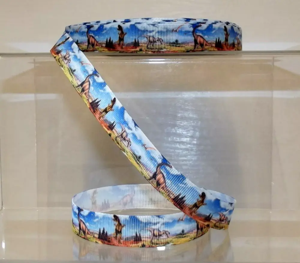Dinosaur Jurassic Grosgrain Ribbon 16/22/38mm Widths Sold per Metre