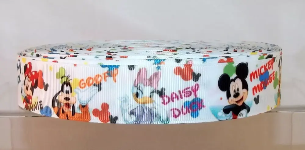 Disney Mickey Donald Goofy Grosgrain Ribbon 25mm Wide Sold per metre