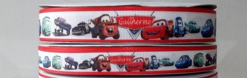Disney Pixar Cars Grosgrain Ribbon 16/22mm Wide - Red Sold per Metre