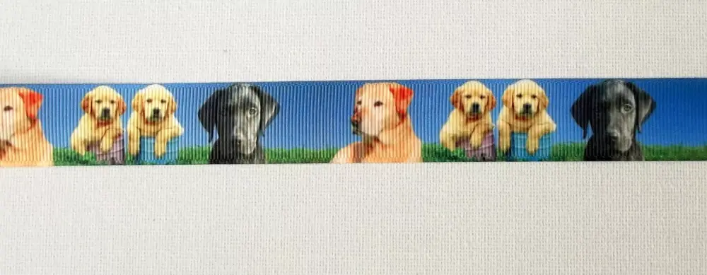 Dog Labrador Retriever  Grosgrain Ribbon 22mm Wide Sold per metre