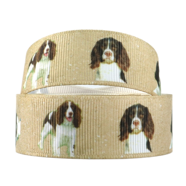 Dog Spaniel Brown Grosgrain Ribbon 22mm Wide Sold per metre