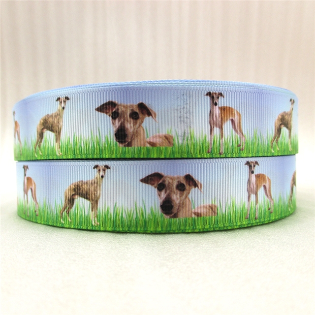 Whippet Dog Grosgrain Ribbon 22mm Wide Sold per metre