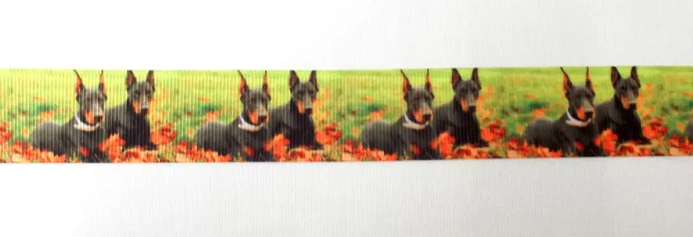 Dog Grosgrain Ribbon Doberman 25mm Wide Sold per metre