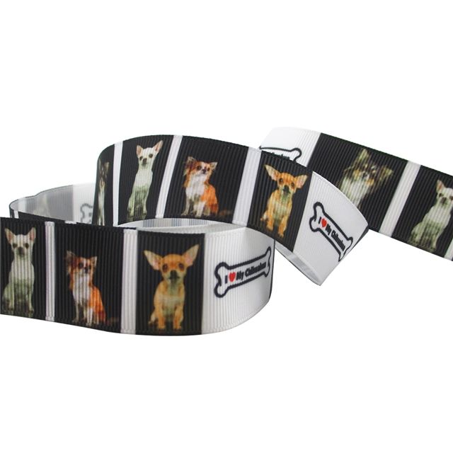Dog Grosgrain Ribbon I Love my Chihuahua 25mm Wide Sold per metre