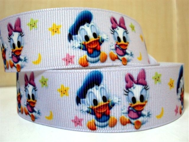 Disney Donald and Daisy Duck Grosgrain Ribbon 25mm Wide Sold per metre