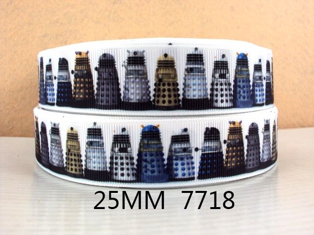 Dr Who Daleks Grosgrain Ribbon 22mm Wide Sold per metre