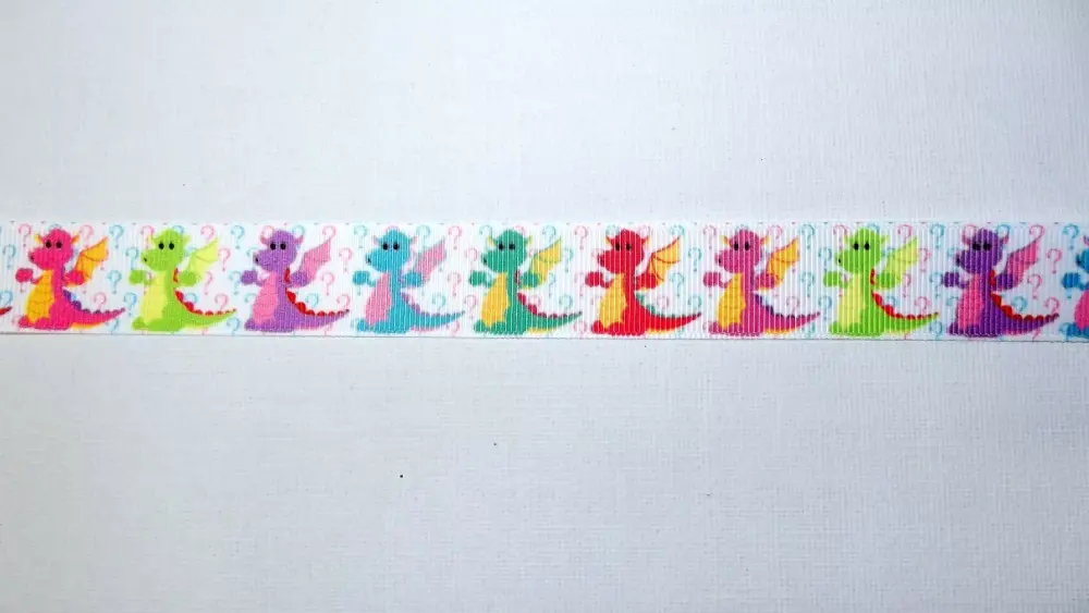 Dragon Cartoon Grosgrain Ribbon 22mm Wide Sold per metre