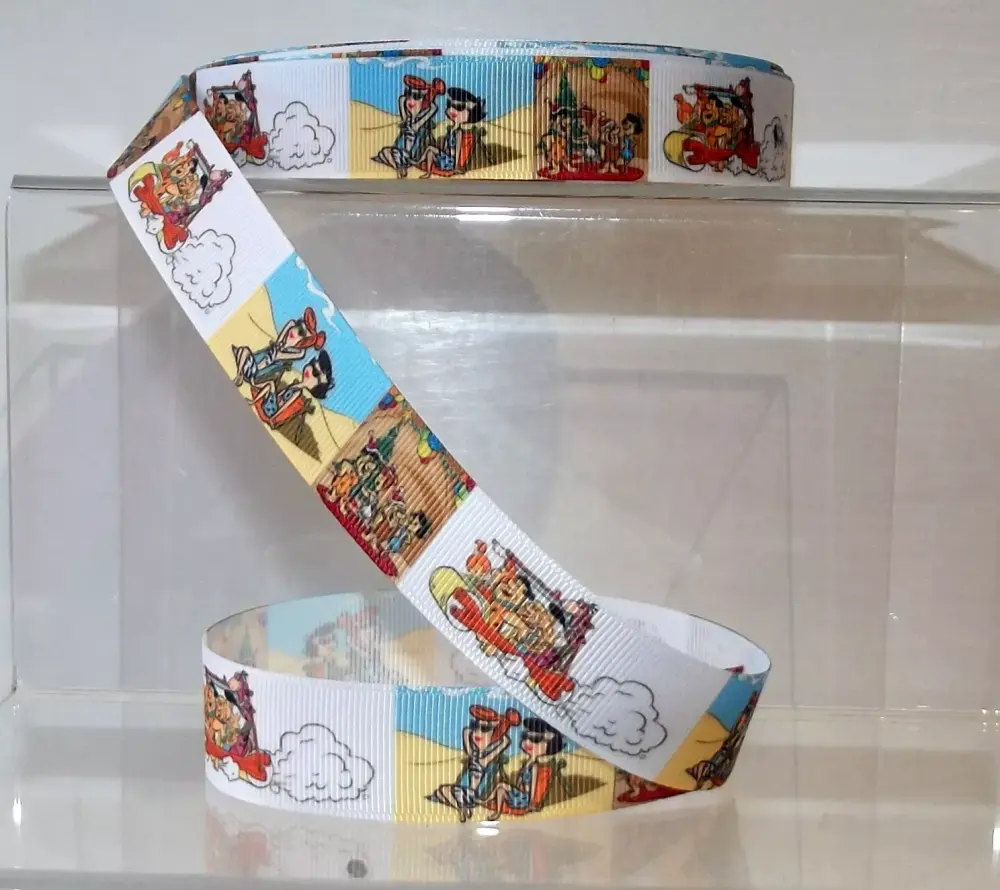 Flintstones at the Beach Grosgrain Ribbon 22mm Wide Sold per metre