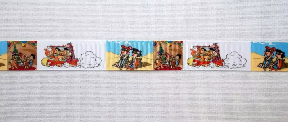Flintstones at the Beach Grosgrain Ribbon 22mm Wide Sold per metre