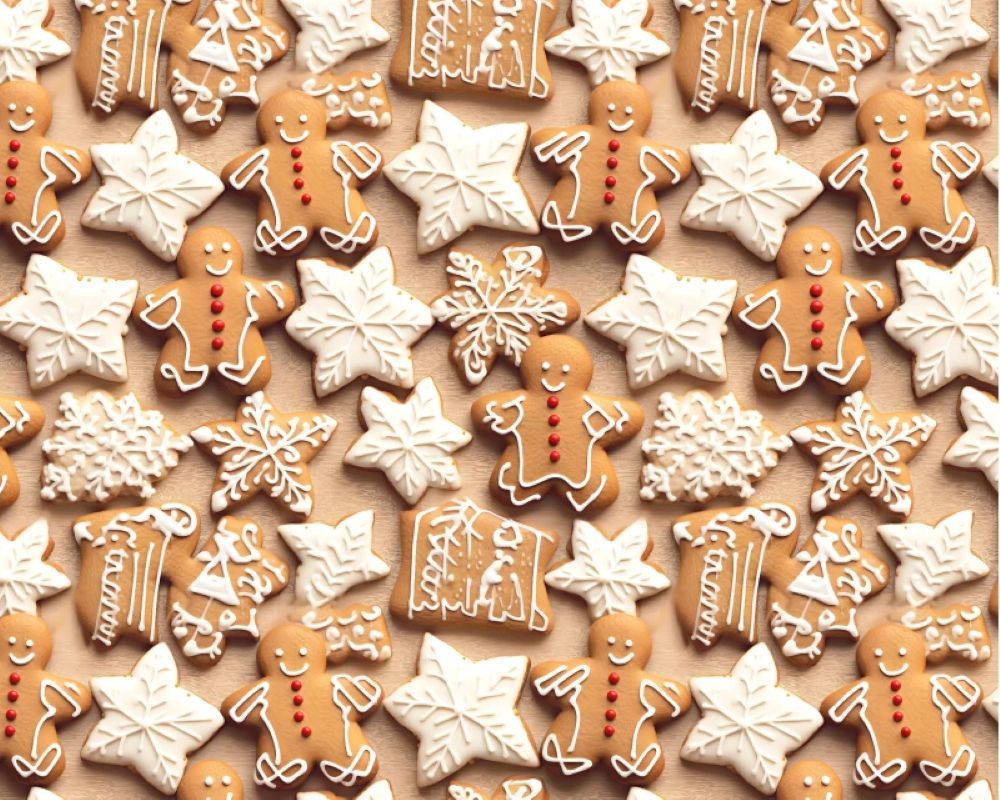 Gingerbread Men 3D Effect 100% Cotton 145cm Wide Sold as FQ, 1/2m or 1m Brown