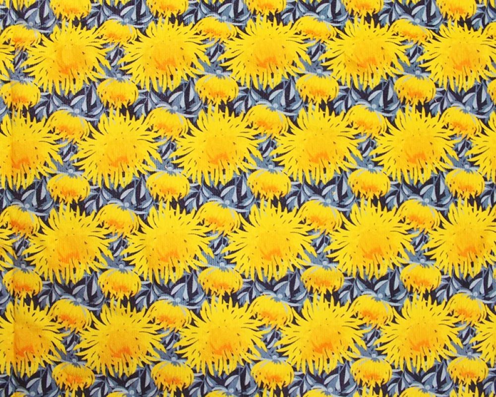 Chrysanthemum Garden Corduroy by Little Johnny 100& Cotton 145cm wide Sold as 1/2m or 1m Yellow