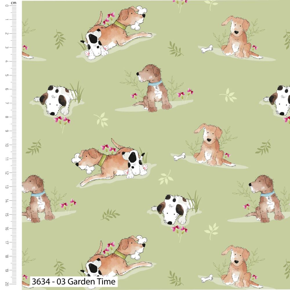 It's a Dog's Life Fabric 112cm wide approx. Sold as FQ, 1/2m or 1m 3634-03 Garden Time
