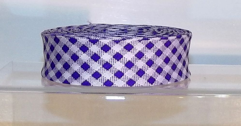 Gingham Bias Binding 25mm Wide Poly/Cotton Sold per Metre Purple