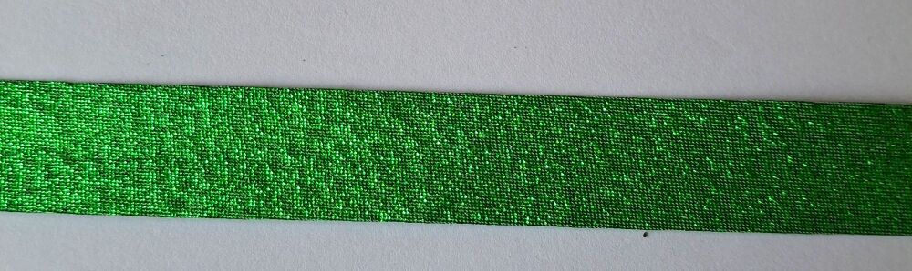 Lame Bias Binding 18mm Wide Sold per Metre Polyester Green