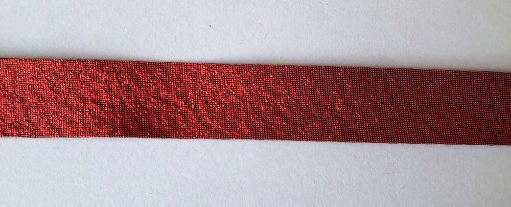 Lame Bias Binding 18mm Wide Sold per Metre Polyester Red