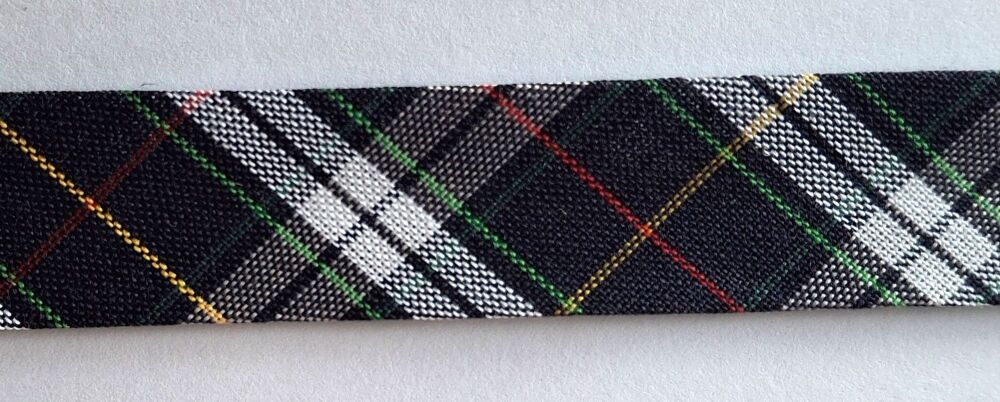 Christmas Bias Binding 20mm Wide 100% Cotton Navy Tartan