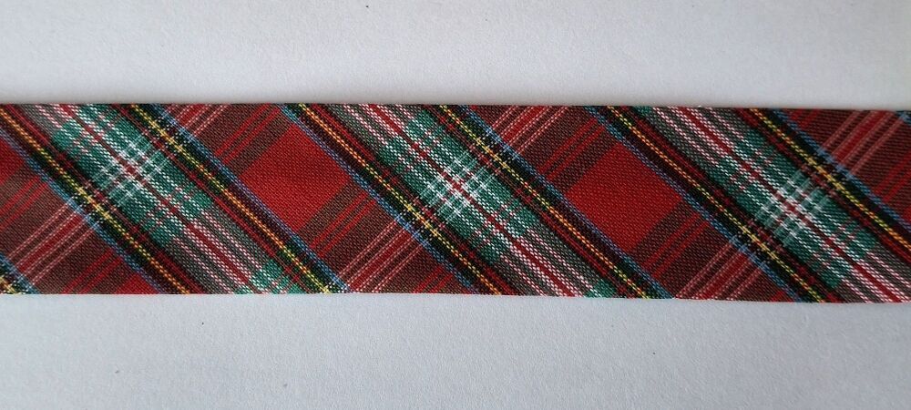Christmas Bias Binding 30mm Wide 100% Cotton Red and Green Tartan