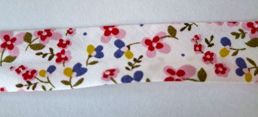 Bias Binding 18mm Wide 100% Cotton Sold per Metre Pink Floral