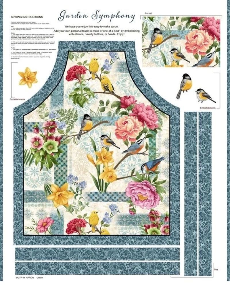 Apron Panel Garden Symphony Henry Glass 110cm x 90cm Wide Multicoloured