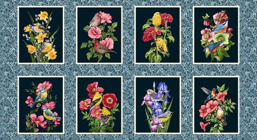Flowers Quilting Block Panel Garden Symphony Henry Glass 600cm x 90cm Wide