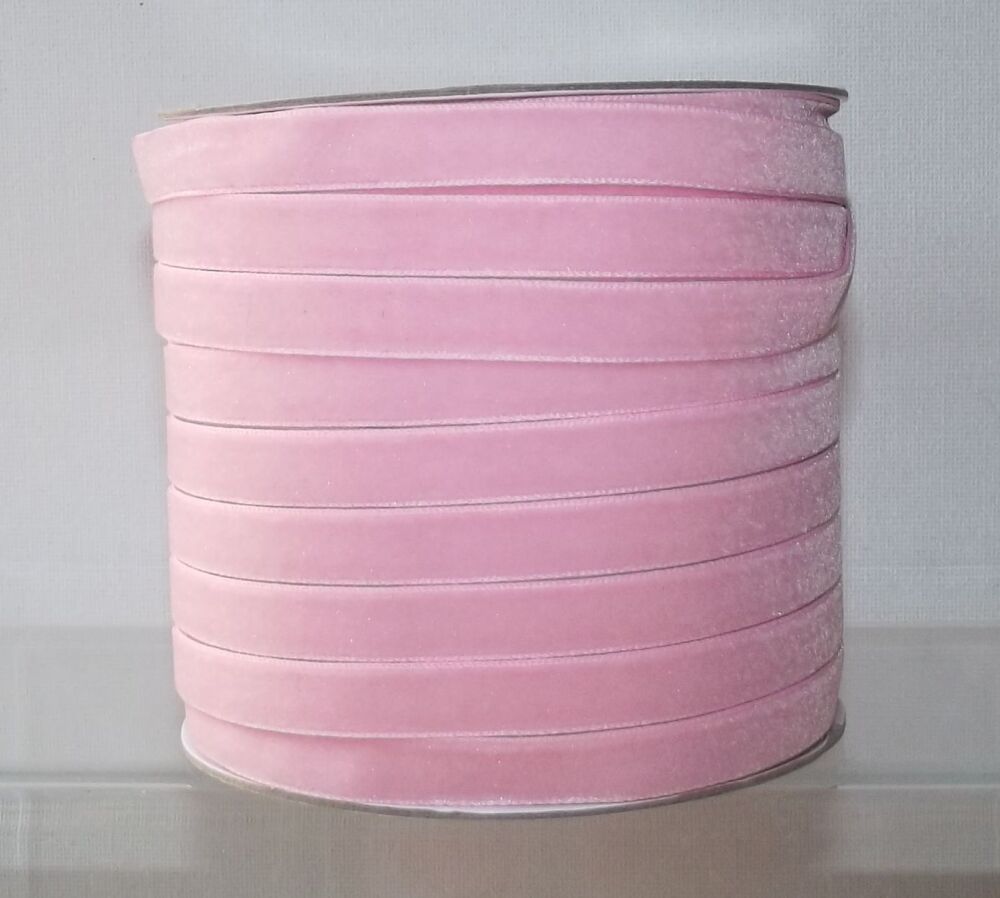 Velvet Ribbon 10mm Wide Sold per Metre - Baby Pink