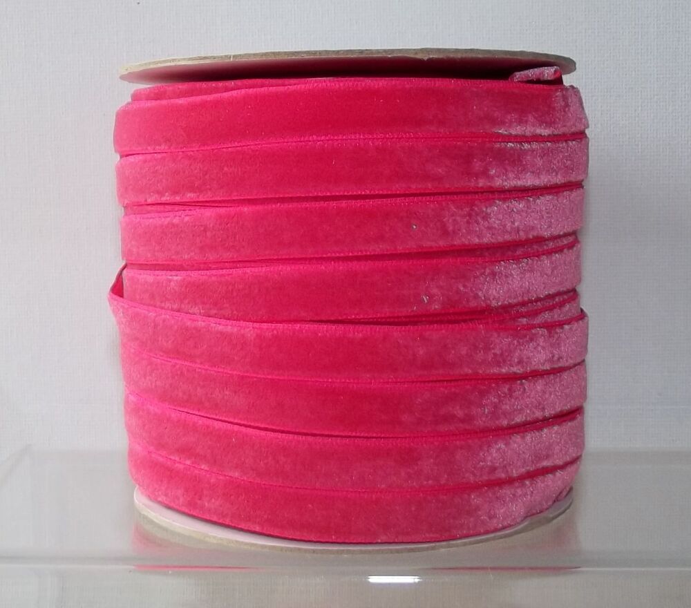 Velvet Ribbon 10mm Wide Sold per Metre - Fuchsia Pink