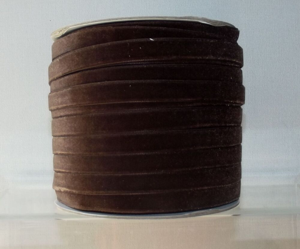 Velvet Ribbon 10mm Wide Sold per Metre - Chocolate