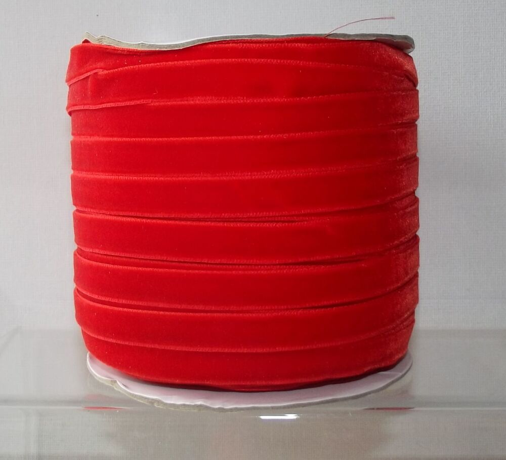 Velvet Ribbon 10mm Wide Sold per Metre - Red