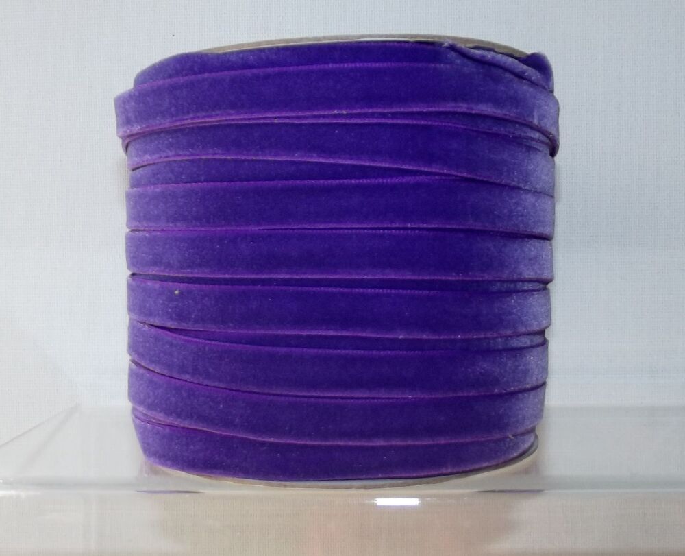 Velvet Ribbon 10mm Wide Sold per Metre - Purple
