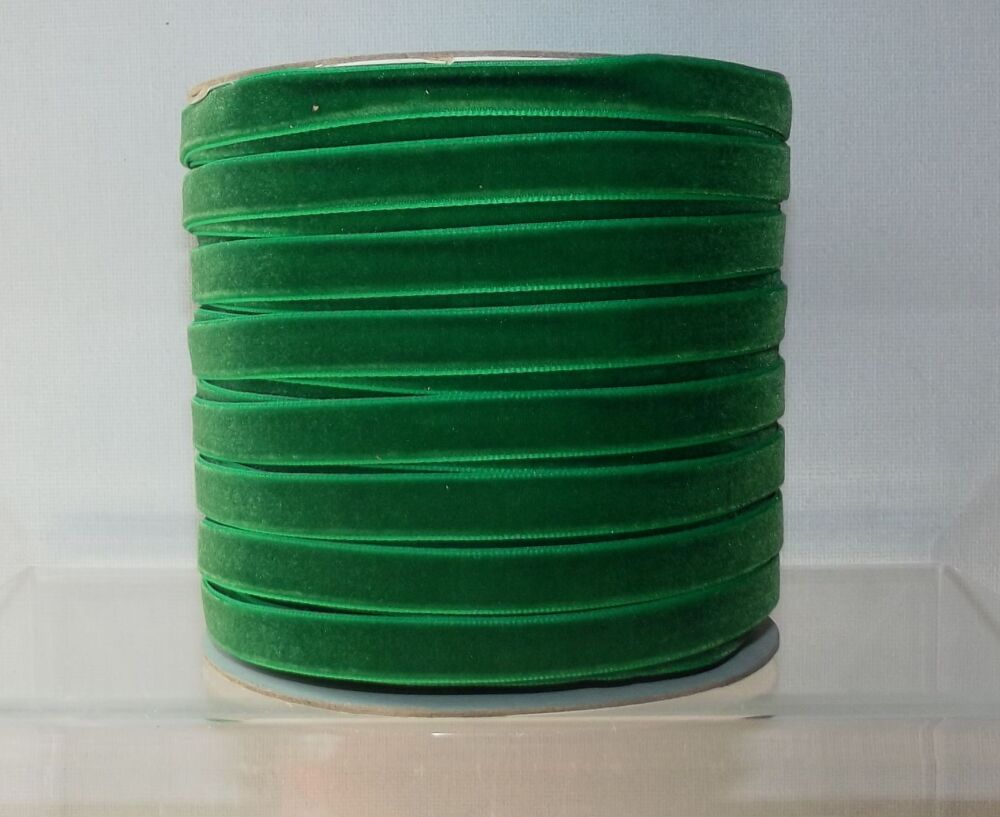 Velvet Ribbon 10mm Wide Sold per Metre - Emerald Green