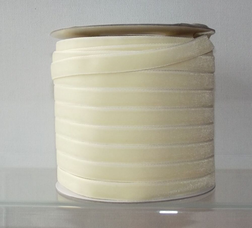 Velvet Ribbon 10mm Wide Sold per Metre - Cream