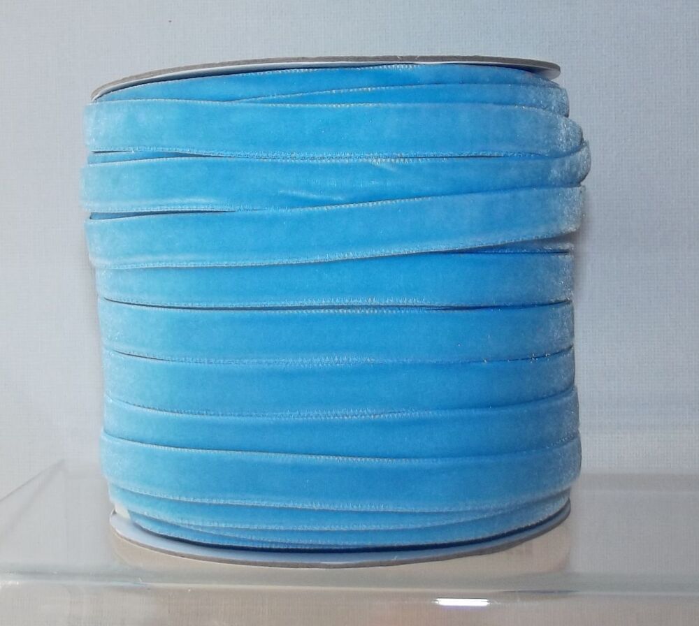 Velvet Ribbon 10mm Wide Sold per Metre - Light Blue