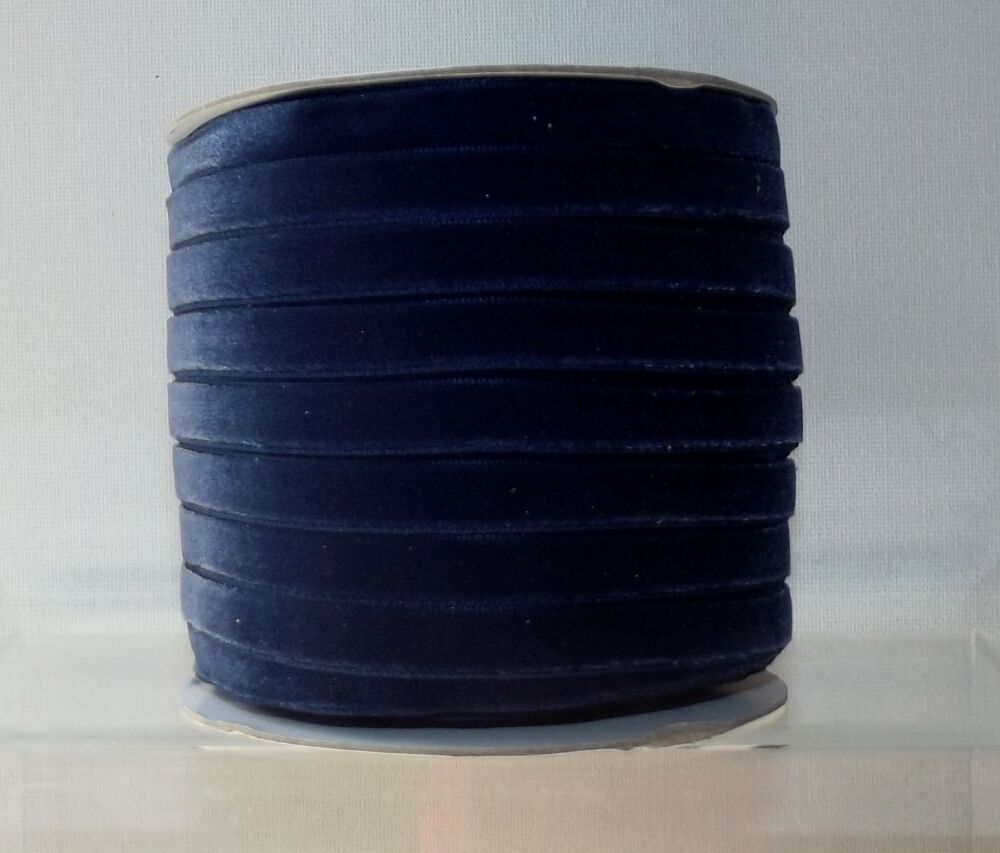 Velvet Ribbon 10mm Wide Sold per Metre - Navy Blue