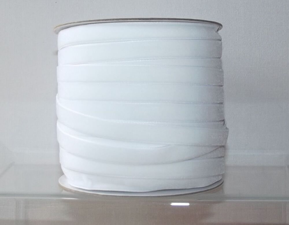 Velvet Ribbon 10mm Wide Sold per Metre - White