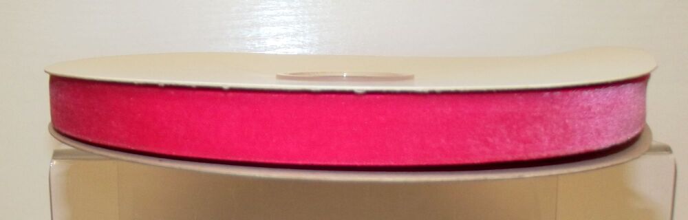Velvet Ribbon 15mm Wide Sold per Metre - Fuchsia Pink