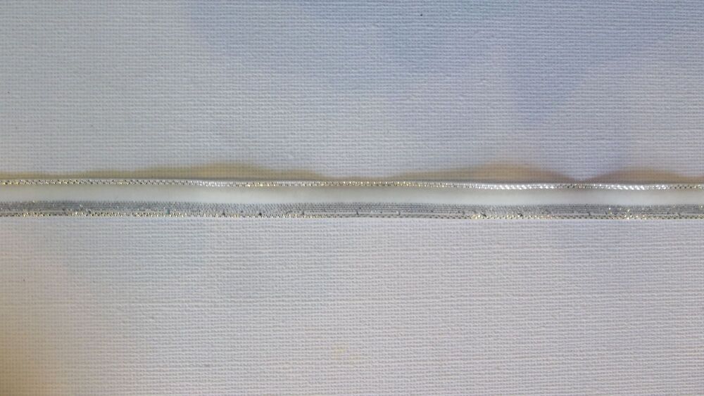 Velvet and Glitter Ribbon 10mm Wide Sold per Metre - White