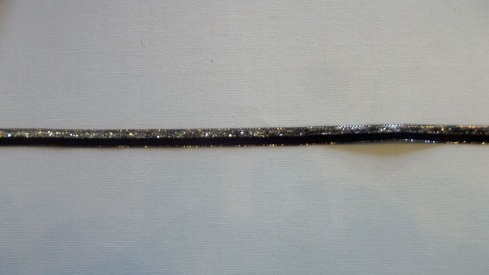 Velvet and Glitter Ribbon 10mm Wide Sold per Metre - Black